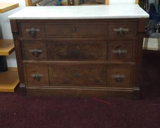  05 Marble Top Antique Chest Of Drawers