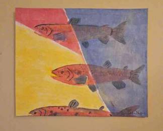 Signed Fish Painting 