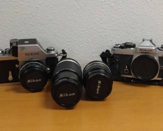 Nikon F And FE Cameras W Lenses