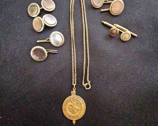 10k Gold Necklace Pendant. Gold Fill Cuff Links 