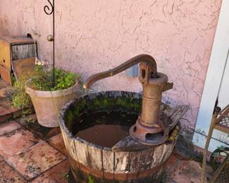 Antique Water Pump w/ Barrel