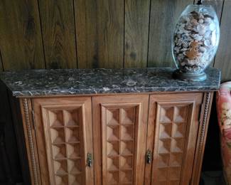 Marble Top Mid Century Cabinet