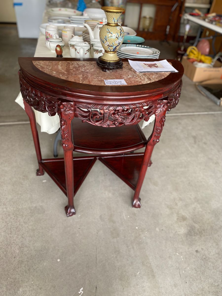 Vintage Chinese Rosewood marble top consult table
