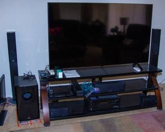 Flat screen television, surround sound system