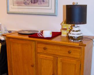 Wooden server with cabinets