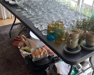 Dinnerware, tea cups, glassware