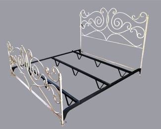 King Sized Iron Headboard Footboard With Bed Crown Canopy