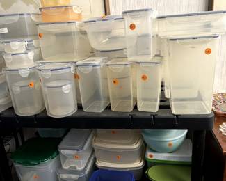 Lock&Lock food storage containers. Black shelving also for sale