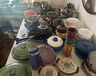 pots and pans, dutch oven, serving dishes