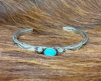 #536 • Native American Sterling Cuff with Turquoise, 16g
