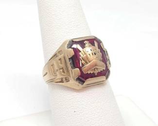 #800 • 10k Gold Ruby 1937 Class Ring, 8.4g

