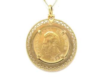 #1204 • 1899 Republica Del Ecuador 10 Sucres Gold Coin, 12.85g
