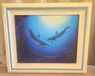 #4510 • Original Signed 1992 Robert Wyland Dolphin Painting
