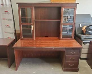 #2554 • Computer Desk With Glass Cabinets
