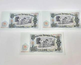#1704 • (3) 25 Leva Bulgaria Banknotes
