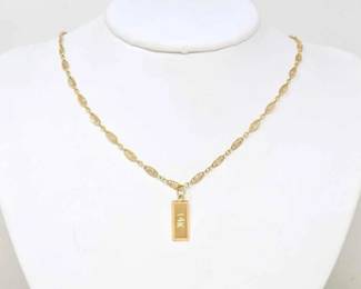 #714 • 14K Gold Chain Necklace with 14K Bar Pendant, 5.66g
