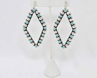 #582 • Native American Sterling Turquoise Earrings, 20.24g
