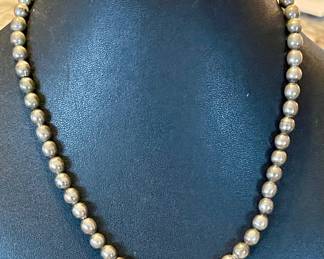 Vintage Sterling Silver Mexico Taxco 16 Inch Ball Bead Necklace - Total Weight 26.4 Grams 