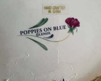 vintage Lenox ceramic Poppies on Blue chicken pitcher