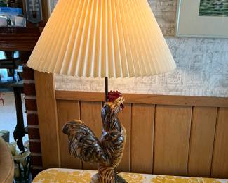 Vintage Farmhouse ceramic rooster lamp