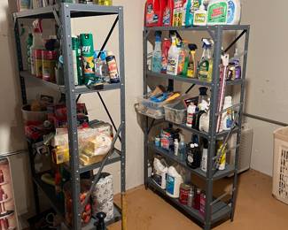 cleaning products (open metal shelving also for sale)