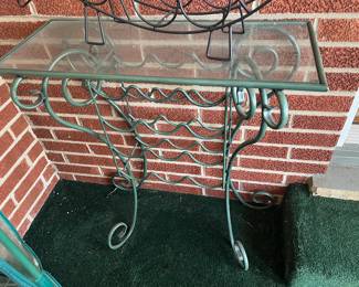 wine holder metal table with glass top