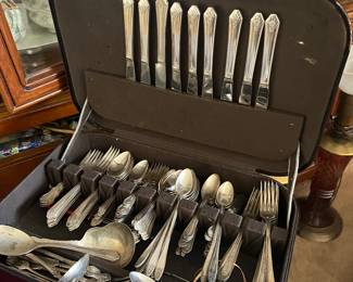 various silver plate flatware (bakelite chest sold separately)