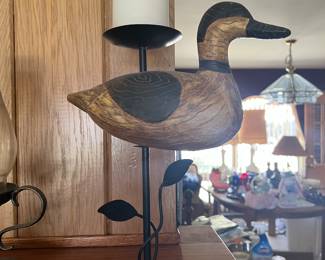 Wooden duck candleholder