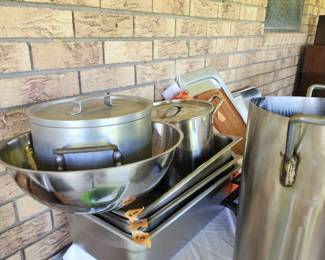Pots, large pans, turkey fryer