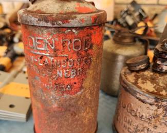 Large antique oil can