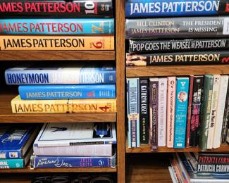 Lots of books - collection of books by James Patterson and Patricia Cornwall.  Also many books on health