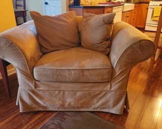 Pottery Barn Suede Side Chair and a half (like new)