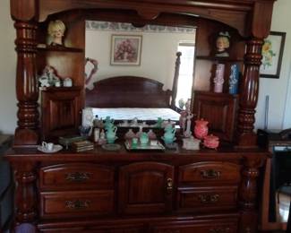 Bureau & Mirror, Assorted Collectible Pieces