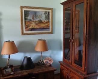 Gun Cabinet, Rustin Trunk, Antler Lamps