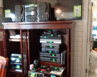 Assorted ELectronics - DVD, VHS Players, Stereos, Receivers, Entertainment Unit
