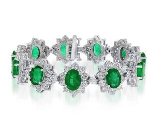 Lot 131 Emerald  Diamond BraceletGIA Certified