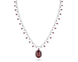 Lot 8119 Unheated Ruby Necklace  GIA Certified.