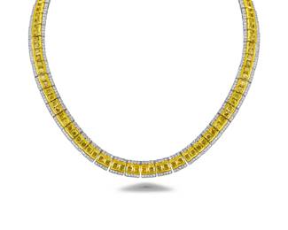 Lot 8027 Fancy Yellow Diamond Necklace