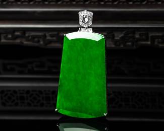 Lot 8087 Jadeite Jade Imperial Green Color Pendant  GIA