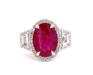 Lot 8061 Burmese Ruby  Diamond RingGIA Certified