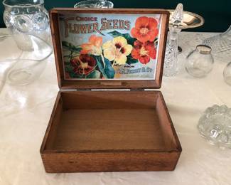 Antique flower seed box 