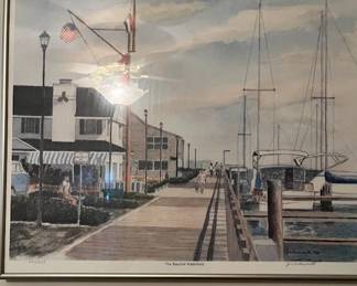 "The Beaufort Waterfront" by J Wordsworth,  NC Watercolorist Artist, Limited Edition Prints Signed & Numbered in pencil by the artist