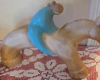 Jack Black Navajo Pottery, native man on Horse Sculpture state 1985 signed. This is a rare piece.