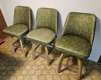 Three Vintage Swivel Bar Stools