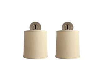 French Cuff Nickel Wall Sconces, Pair