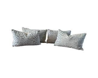 Custom Cowtan and Tout Lynx Leopard Velvet Pillows, Set of Four Lead