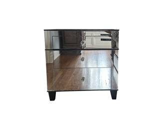 Three Drawer Mirrored Bedside Table Lead