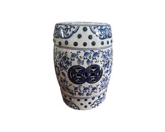 Blue White Floral Garden Stool Lead