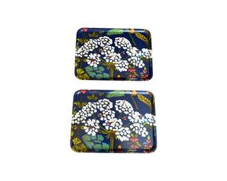 Clearly First Melanine Botanical Blooms Trays, pair Lead