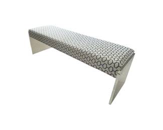 Custom Geometric Blue White Lucite Bench Lead